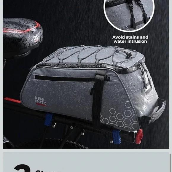 Gray Bike Rear Rack Bag - Picture 5 of 6